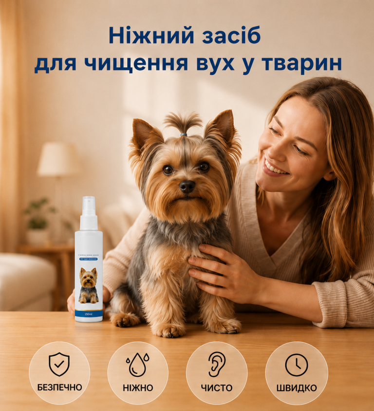 Ніжний засіб для чищення вух домашніх тварин